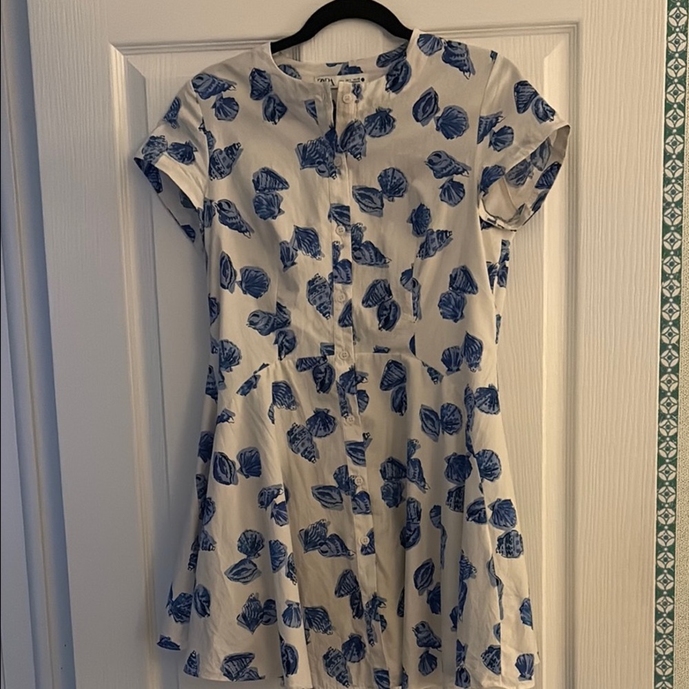 Zara white and blue shell Dress
